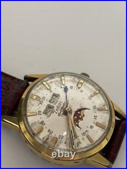 Vintage Zodiac Moon phase Triple Date Men's Wristwatch Automatic Parts or Repair