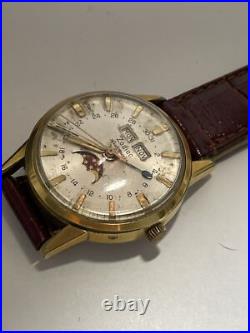 Vintage Zodiac Moon phase Triple Date Men's Wristwatch Automatic Parts or Repair
