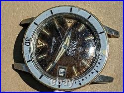 Vintage Zodiac Sea Wolf Diver Watch withTropical Brown Dial, Runs FOR PARTS/REPAIR