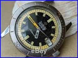 Vintage Zodiac Sea Wolf Diver withExotic Dial, Signed Crown FOR PARTS/REPAIR