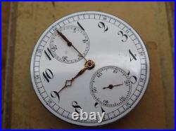 Vintage chronograph pocket watch movement, enamel dial for parts/repair