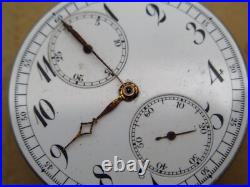 Vintage chronograph pocket watch movement, enamel dial for parts/repair