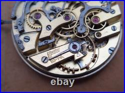 Vintage chronograph pocket watch movement, enamel dial for parts/repair