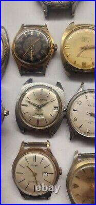 Vintage lot of 11 watches 4 parts or repairs different brands non working W1