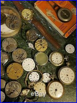 Vintage lot of antique Pocket watch watch movements Parts repair Steampunk A7
