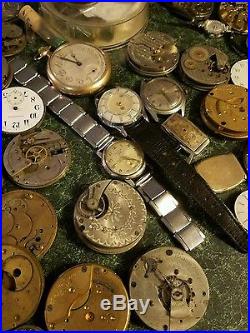 Vintage lot of antique Pocket watch watch movements Parts repair Steampunk A7