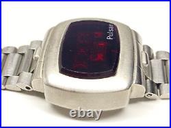 Vintage pulsar led stainless steel watch as is for parts or repair
