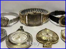 Vintage watch lot for parts or repair mostly Swiss Made Croton Gruen Swistar