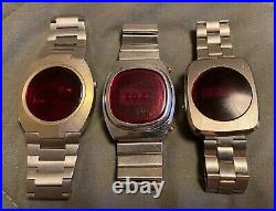 Vntage- Mens LED watches for parts or repair- 3 watches in this lot