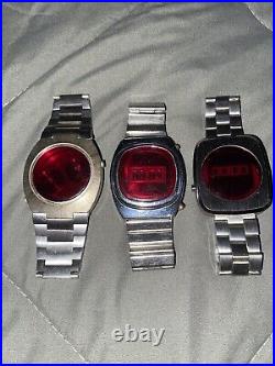 Vntage- Mens LED watches for parts or repair- 3 watches in this lot