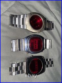 Vntage- Mens LED watches for parts or repair- 3 watches in this lot