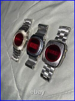 Vntage- Mens LED watches for parts or repair- 3 watches in this lot