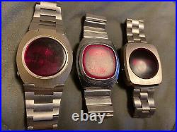 Vntage- Mens LED watches for parts or repair- 3 watches in this lot