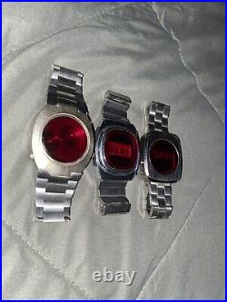 Vntage- Mens LED watches for parts or repair- 3 watches in this lot