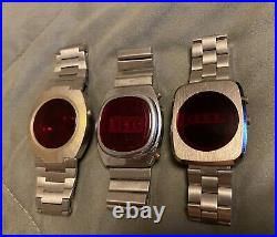 Vntage- Mens LED watches for parts or repair- 3 watches in this lot