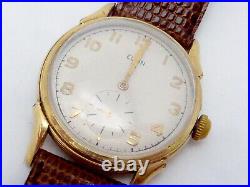 Vtg 14K Gold Filled Elgin Wrist Watch Wristwatch Leather Band Parts Repair 26669