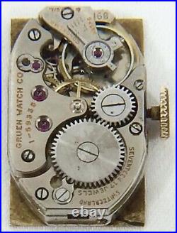 Vtg Gruen Curved 17j 10K Gold Filled Swiss Watch Art Deco 1930s REPAIR PARTS