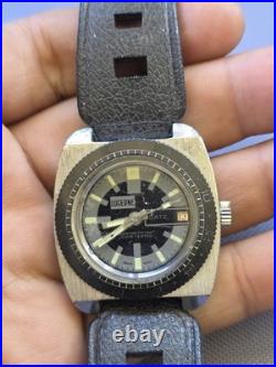 Vtg Lucerne Date Day Diver Watch With Black Bezel Non Working Parts Or Repair #H