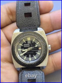 Vtg Lucerne Date Day Diver Watch With Black Bezel Non Working Parts Or Repair #H