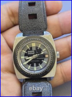 Vtg Lucerne Date Day Diver Watch With Black Bezel Non Working Parts Or Repair #H