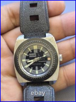 Vtg Lucerne Date Day Diver Watch With Black Bezel Non Working Parts Or Repair #H