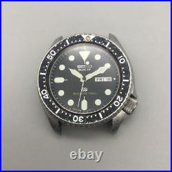 Vtg Seiko SQ Divers Watch Men 41mm Black Dial 7548-7000 BROKEN PARTS OR REPAIR