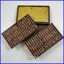 Vtg Swartchild & Co Box Case Watchmaker Repair Watch Assorted Parts Glass Vials