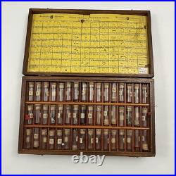 Vtg Swartchild & Co Box Case Watchmaker Repair Watch Assorted Parts Glass Vials