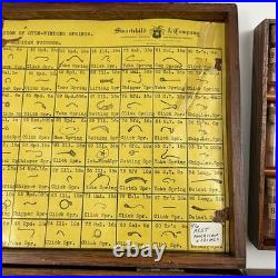 Vtg Swartchild & Co Box Case Watchmaker Repair Watch Assorted Parts Glass Vials