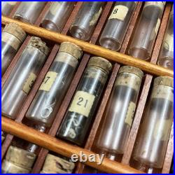 Vtg Swartchild & Co Box Case Watchmaker Repair Watch Assorted Parts Glass Vials