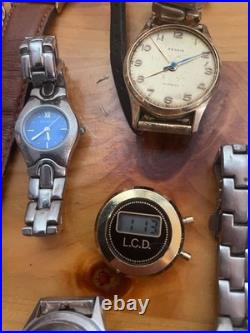 Vtg Untested 59 Watch Lot Parts Repair Elgin Timex Bulova Marcel Fossil 5+lbs