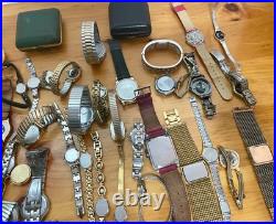 Vtg Untested 59 Watch Lot Parts Repair Elgin Timex Bulova Marcel Fossil 5+lbs