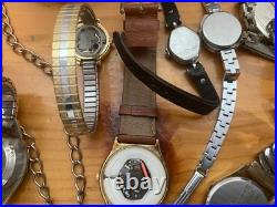 Vtg Untested 59 Watch Lot Parts Repair Elgin Timex Bulova Marcel Fossil 5+lbs