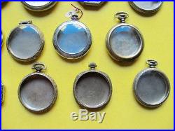 WOW! LOT Antique 44 Open Face Pocket Watch Nickel Alloy Cases for PARTS / REPAIR