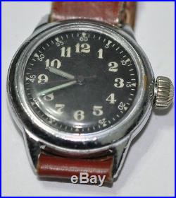 Waltham Military Wrist Watch 16 Jewels 6/0-b Runs For Parts/repairs #w844