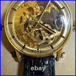 Waltham Royal Gold Tone Skeleton Watch As-Is For Parts Or Repair