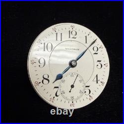 Waltham Vanguard 18s 21j Pocket Watch Movement & Dial for Parts Or Repair
