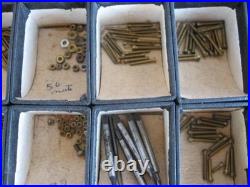 Watch Repair Parts Brass/Metal Screw Assortment in Vintage 40 Compartment Box