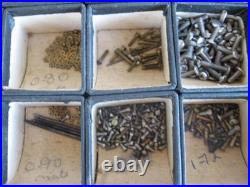 Watch Repair Parts Brass/Metal Screw Assortment in Vintage 40 Compartment Box