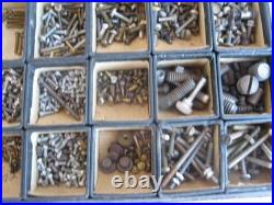 Watch Repair Parts Brass/Metal Screw Assortment in Vintage 40 Compartment Box