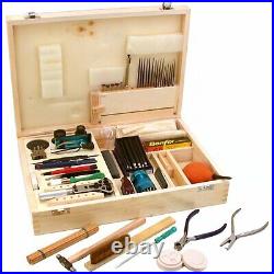 Watch Watchmaker Case & Jewelers Jewelry Pro Repair Tool Kit Wood Box 78Pcs