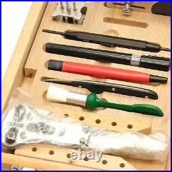 Watch Watchmaker Case & Jewelers Jewelry Pro Repair Tool Kit Wood Box 78Pcs