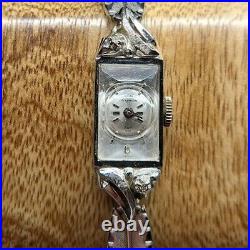 Womens Vintage Jules Jurgensen 14k Solid White Gold Wristwatch For Repair/parts