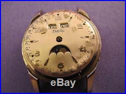 Zodiac Vintage Steel Triple Date Moonphase For Parts Repair No Reserve