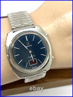 Zenith Men's Watch Vintage Swiss Quartz 532 7706 Blue Dial FOR REPAIR PARTS