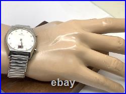 Zenith Mens Watch Vintage 1970s Swiss Quartz 504GL Silver Steel FOR REPAIR PARTS