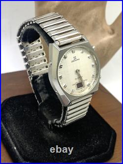 Zenith Mens Watch Vintage 1970s Swiss Quartz 504GL Silver Steel FOR REPAIR PARTS